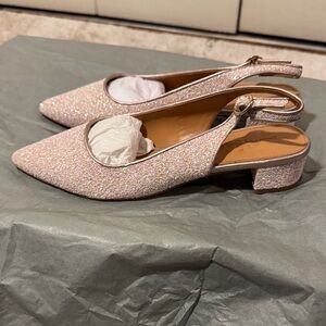 J.Crew glitter slingback low block heels 8.5